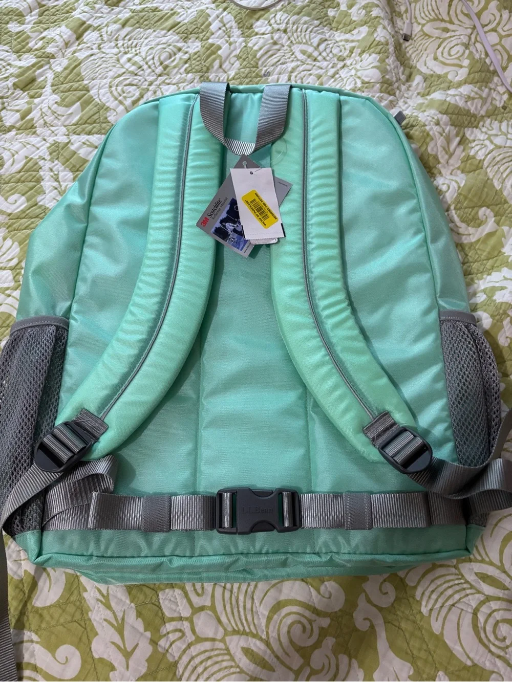 L.L. Bean Deluxe 37L Mint Green Water ProofLightweight Reflect Backpack NWT